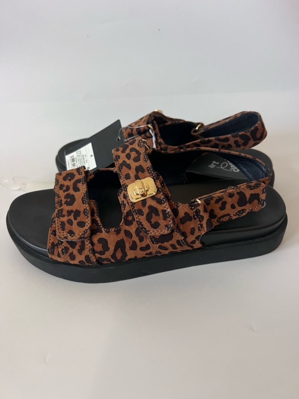 Leopard Platform Sandals Girls Youth 4 Chunky Velcro Buckle Trendy Y2K - Picture 5 of 8